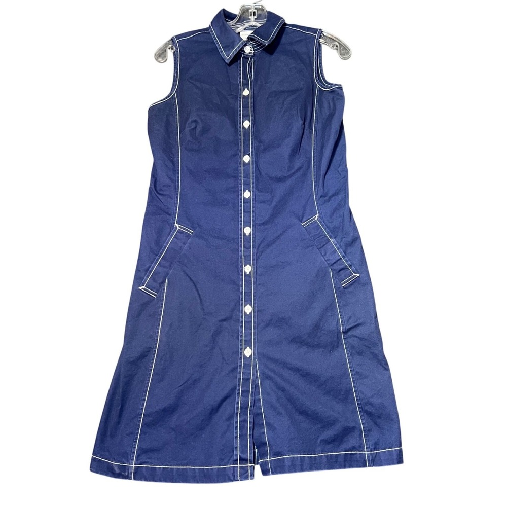 Isaac Mizrahi for Target Womens Size Small Sleeveless Dress Blue Button Up Midi - Picture 2 of 16